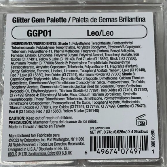 Ruby Kiss Glitter Gem Eye Shadow Palette #GGP01 Leo Eyeshadow Palette - Picture 7 of 12